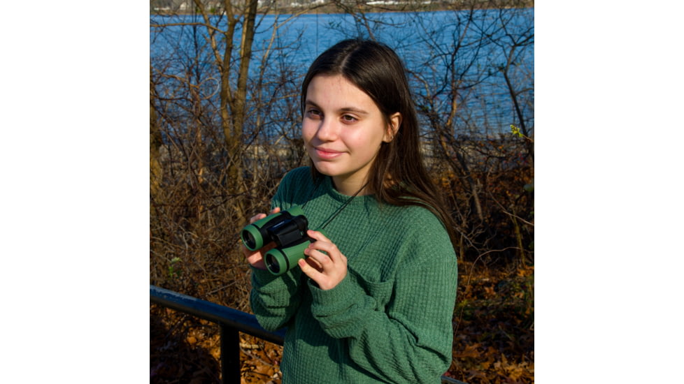 Carson Hawk 5x30mm Roof Prism Ultra Deluxe Kid's Binoculars, Matte, Green, HU-530