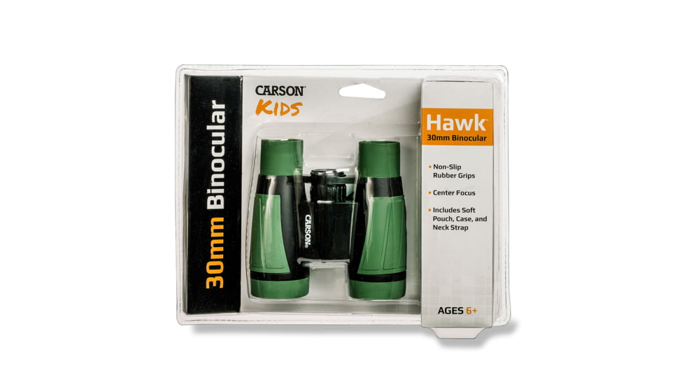 Carson Hawk 5x30mm Roof Prism Ultra Deluxe Kid's Binoculars, Matte, Green, HU-530