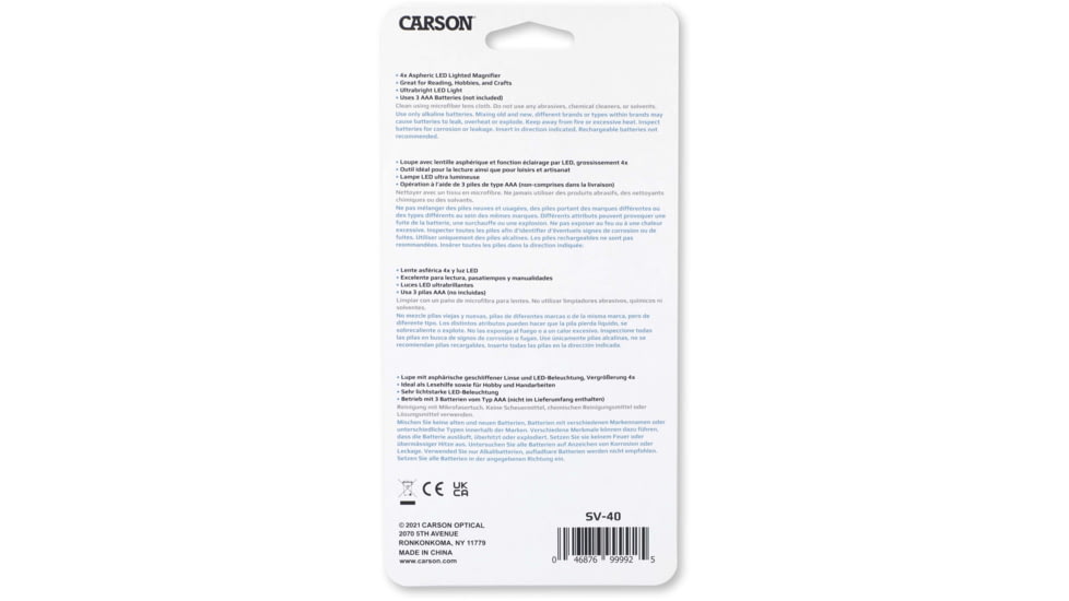 Carson Illuminated Handheld Magnifier, 4x Power, 3in Aspheric LED Lighted, Ivory/Blue, Small, SV-40