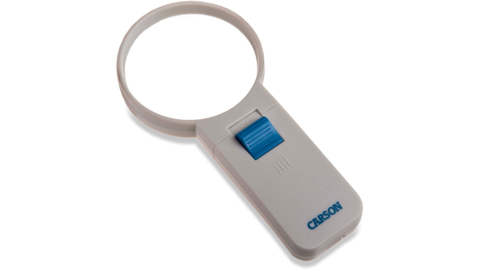 Carson Illuminated Handheld Magnifier, 4x Power, 3in Aspheric LED Lighted, Ivory/Blue, Small, SV-40