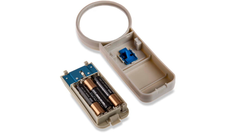 Carson Illuminated Handheld Magnifier, 5x Power, 2.5in Aspheric LED Lighted, Ivory/Blue, Small, SV-50