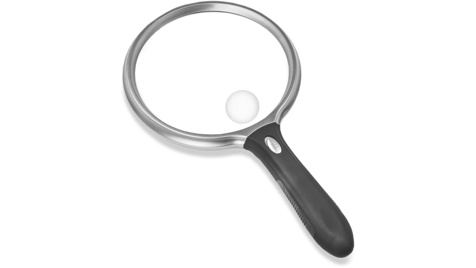 Carson LED Lighted Oversized Handheld Magnifier, 1.5x Power, 5in, Black/Silver, Small, SV-55GL