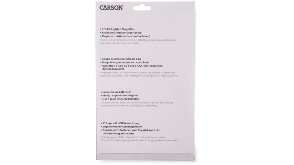 Carson LED Lighted Oversized Handheld Magnifier, 1.5x Power, 5in, Black/Silver, Small, SV-55GL