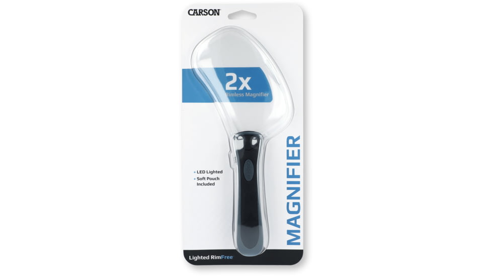Carson Lighted Rectangle RimFree 2x Magnifier w/ Bright White LEDs RM-77