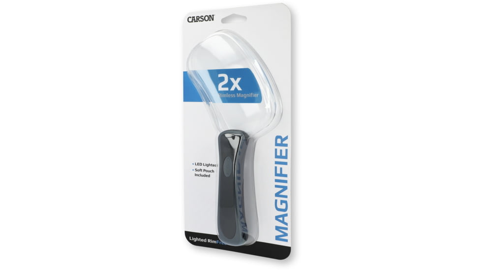 Carson Lighted Rectangle RimFree 2x Magnifier w/ Bright White LEDs RM-77