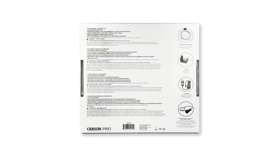 Carson MagniFlexPro 2x LED Lighted Magnifier Loupe w/ 4x Spot Lens, Black CP-90