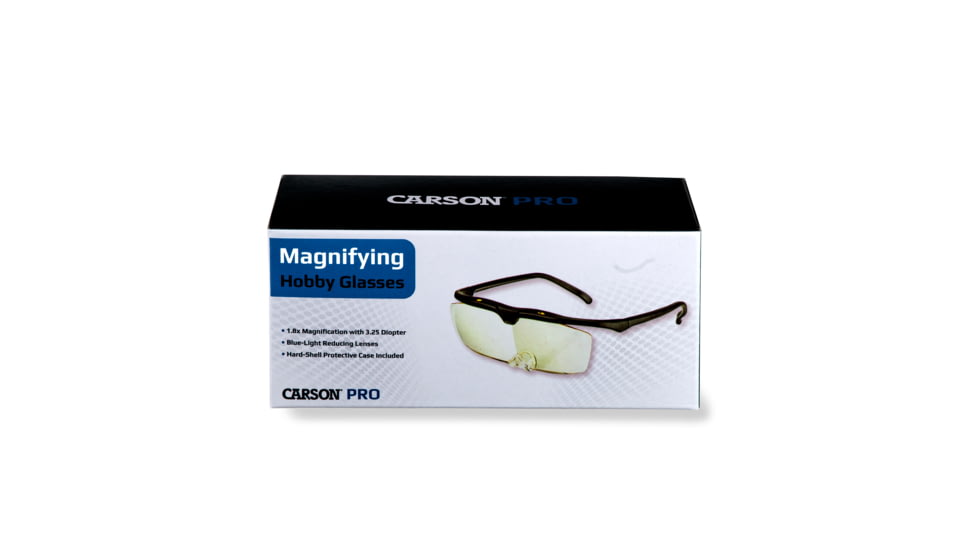 Carson Magnifying Hobby Glasses, 1.8x Magnification, Black, 5.8 x 6.8 x 1.8 in, CP-12