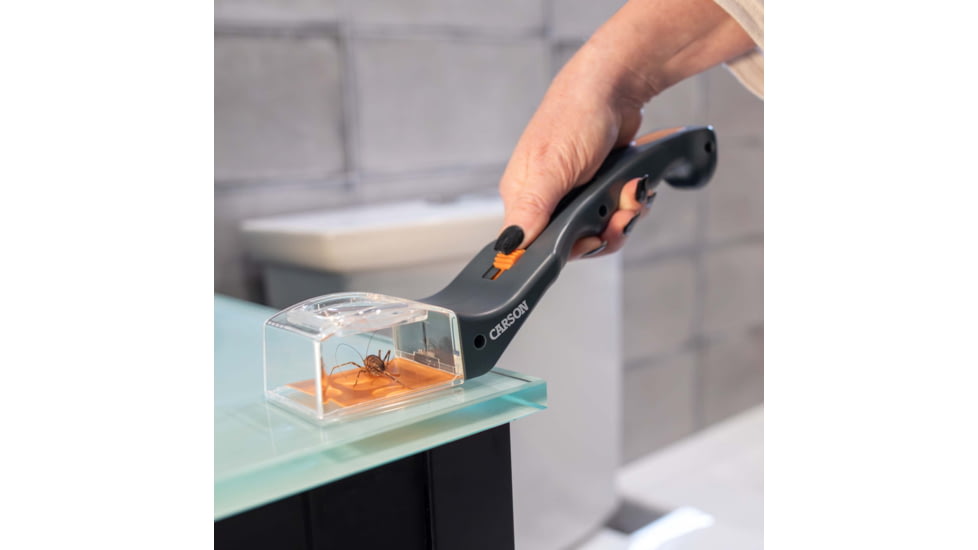 Carson Optical Humane Bug Catcher Tool for Insect Catch-and-Release w/ 5x Magnifier, Gray, 2.2 in x 1.6 in x 10.5 in, HU-30