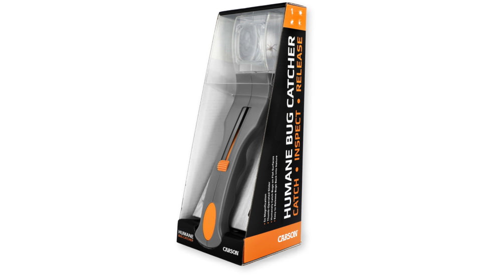 Carson Optical Humane Bug Catcher Tool for Insect Catch-and-Release w/ 5x Magnifier, Gray, 2.2 in x 1.6 in x 10.5 in, HU-30