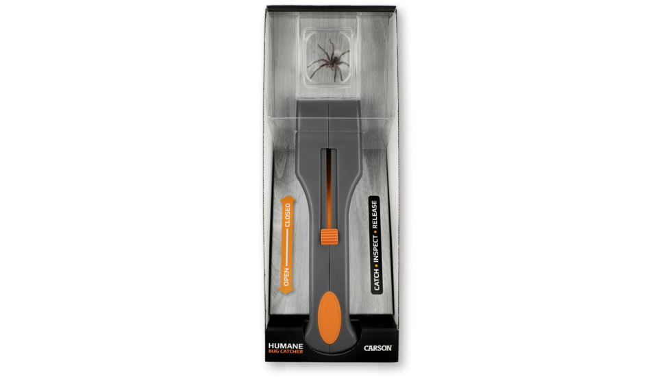 Carson Optical Humane Bug Catcher Tool for Insect Catch-and-Release w/ 5x Magnifier, Gray, 2.2 in x 1.6 in x 10.5 in, HU-30