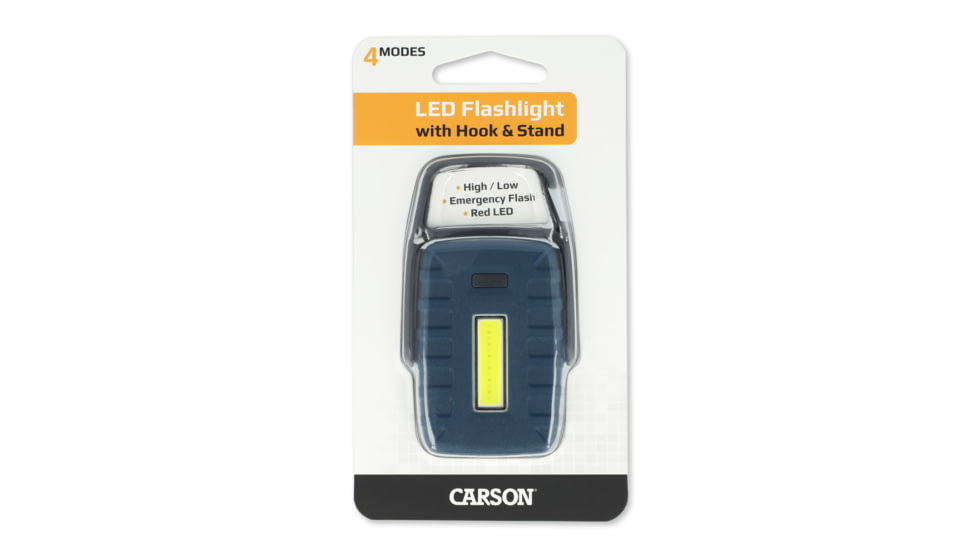 Carson Optical LED Flashlight w/ Hook and Stand, Blue, 1.9 in x 0.6 in x 3.3 in, KL-20