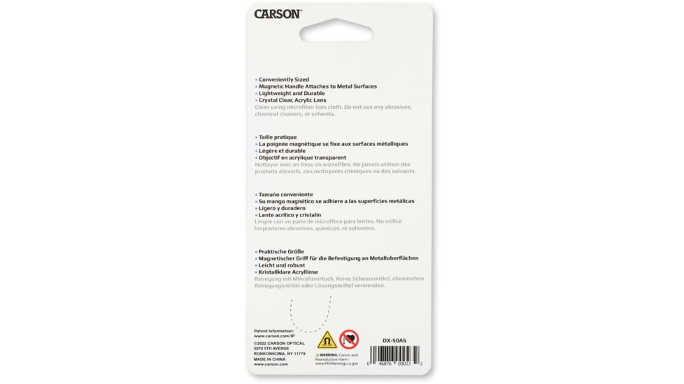 Carson Optical MagnetMag Handheld Magnifier w/ Magnetic Handle, Blue, Purple, Green, Gray, 2.3 in x 0.4 in x 4.6 in, DX-50AS