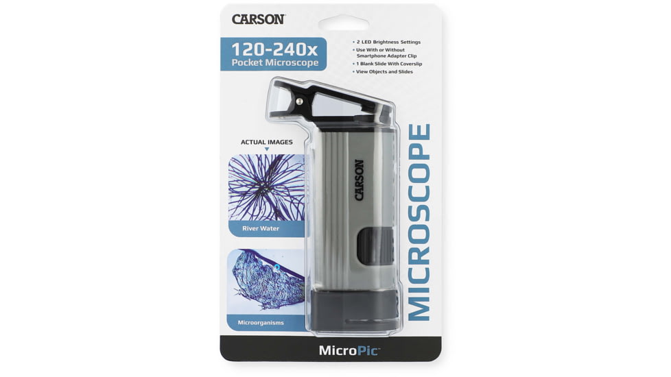 Carson Optical MP-400 MicroPic 120-240x Pocket Microscope, Gray, 1.0 in x 1.7 in x 5.1 in, MP-400