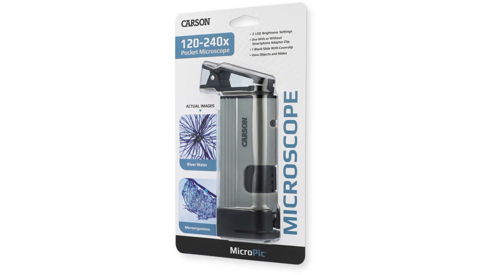 Carson Optical MP-400 MicroPic 120-240x Pocket Microscope, Gray, 1.0 in x 1.7 in x 5.1 in, MP-400