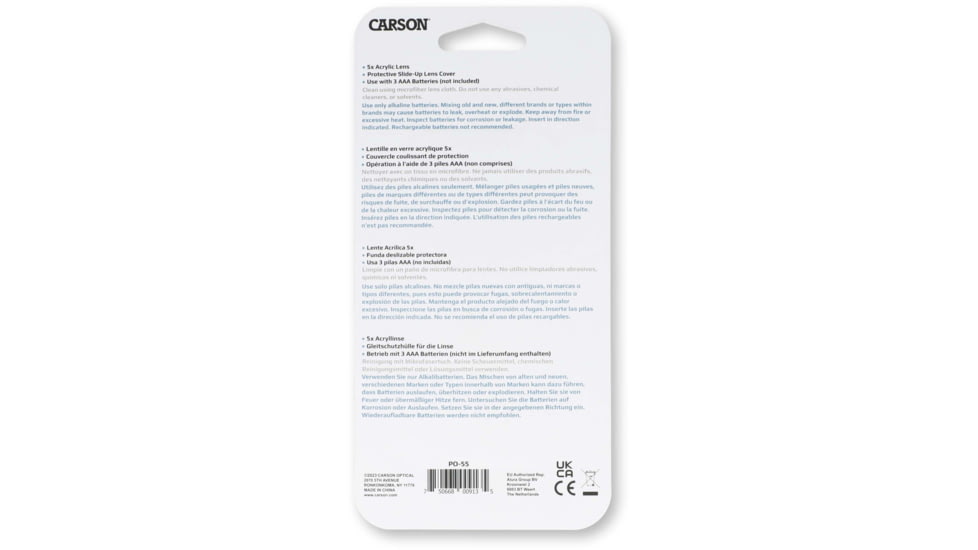 Carson PO-55 MiniBrite 5x Power Slide-Out Pocket Magnifier Loupe,Grey PO-55