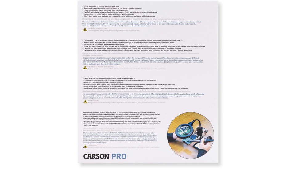 Carson SolderMag 1.75x Station Magnifier Loupe, Black CP-50