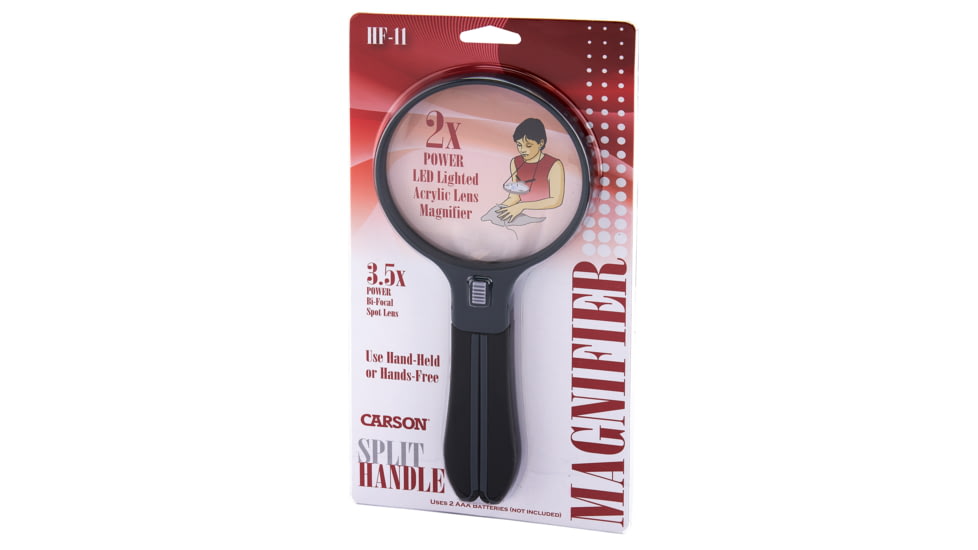 Carson SplitHandle 2x/3x Magnifying Glass, Black HF-11