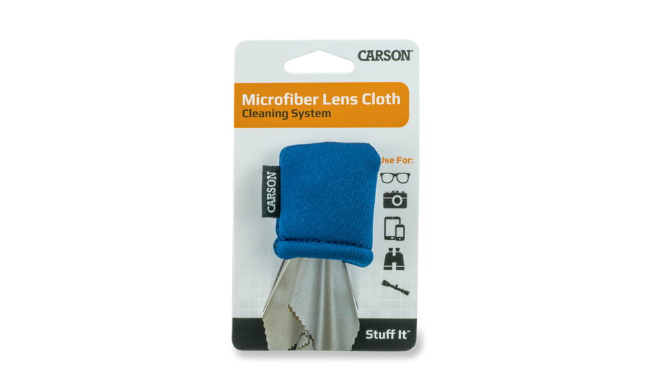 Carson Stuff-It Lens Cleaner, Cloth &amp; Pouch, Blue, 1.7 x 1.1 x 1.8 in, SN-40BU