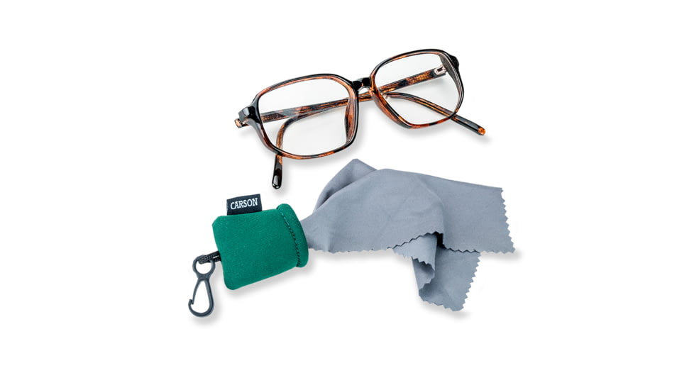 Carson Stuff-It Lens Cleaner, Cloth &amp; Pouch, Green, 1.7 x 1.1 x 1.8 in, SN-40GR