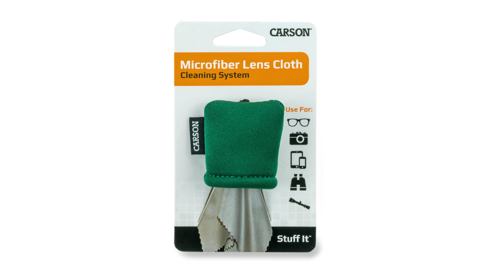 Carson Stuff-It Lens Cleaner, Cloth &amp; Pouch, Green, 1.7 x 1.1 x 1.8 in, SN-40GR