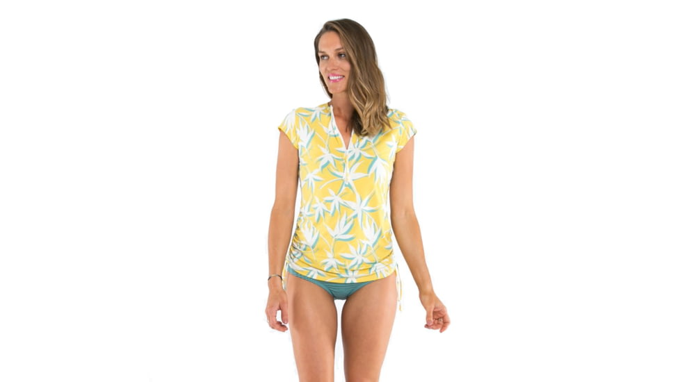 Carve Designs Dawson Rashguard, Womens, Gold Palms, XS, RGCR26-719-XS
