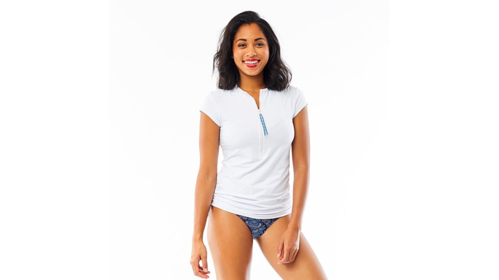 Carve Designs Dawson Rashguard, Womens, White with Water Stripe, XL, RGCR26-118-XL