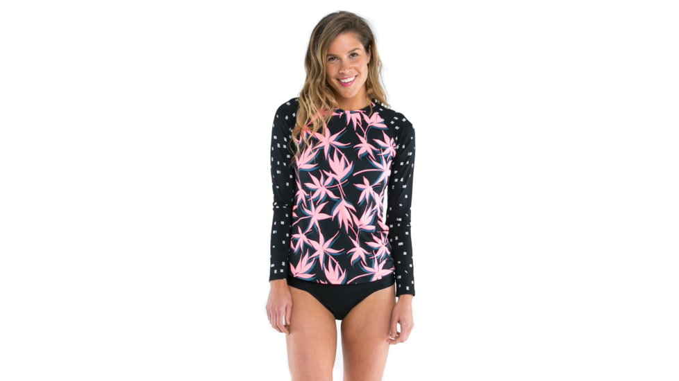 Carve Designs Sunset Rashguard, Flamingo Palms w. Dash, LG, RGSU14-695-LG