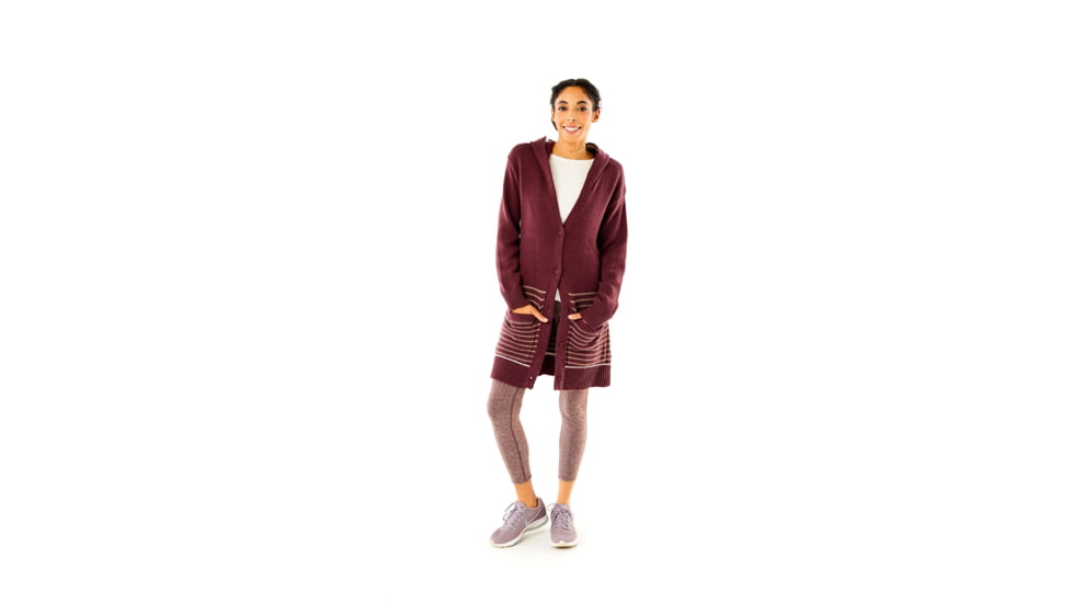 Carve Designs Williamette Hooded Cardigan - Womens, Merlot Mariner, Extra Large, SWWT18-639-XL