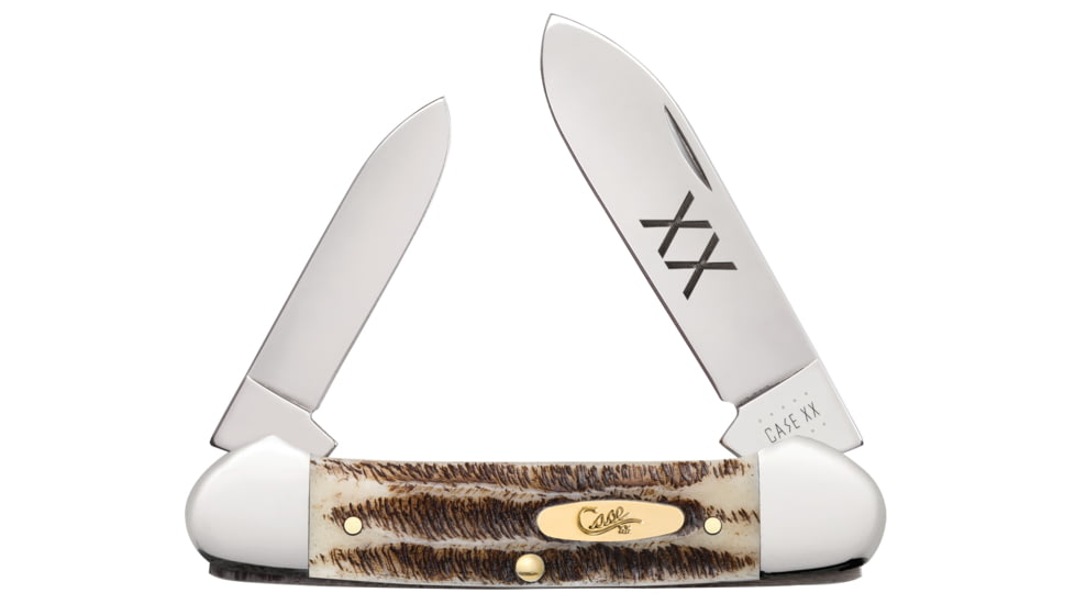 Case Canoe Folding Knife, 3.625in, V62131 SS, Spear/Pen Blades, Vintage Bone, 25962