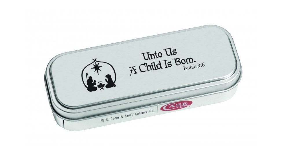 Case Embellished Smooth Chestnut Bone Folding Knife, 4.375in, 6111 1/2L SS, Clip Point, Christmas ADE, Brown, 10596