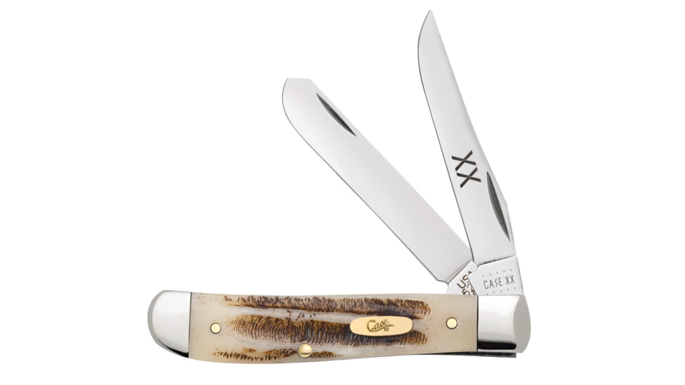 Case Mini Trapper Folding Knife, 3.5in, V6207 SS, Clip/Spey Blades, Vintage Bone, 25960