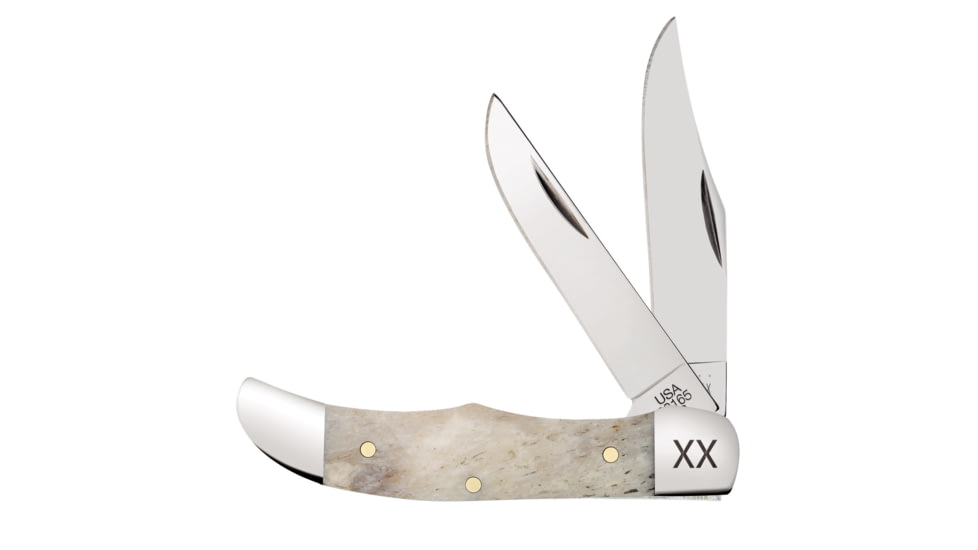 Case Pocket Hunter Folding Knife, 2.75in, EX2165 SS, Clip/Skinner Blade, Natural Bone, 50491
