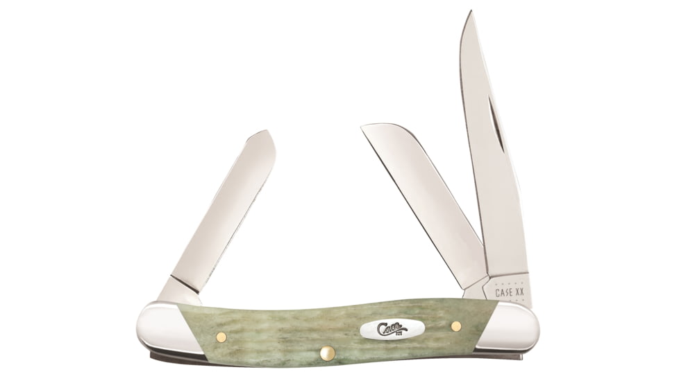 Case Rogers Corn Cob Jig Medium Stockman Folding Knife, 3.375in, 6318 SS, Clip/Sheepsfoot/Spey, Slanted Bolster Bone, Mint Green, 18662