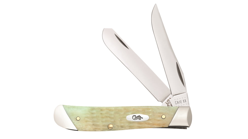 Case Rogers Corn Cob Jig Mini Trapper Folding Knife, 3.5in, 6207 SS , Clip/Spey Blades, Slanted Bolster Bone, Mint Green, 18661