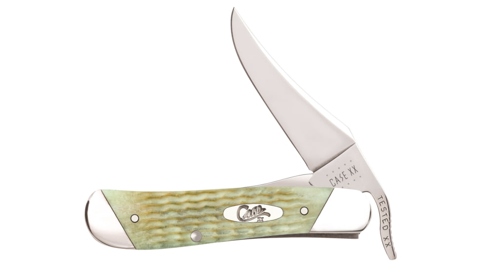 Case Rogers Corn Cob Jig RussLock Folding Knife, 4.25in, 61953L SS, Clip-point,Slanted Bolster Bone, Mint Green, 18664