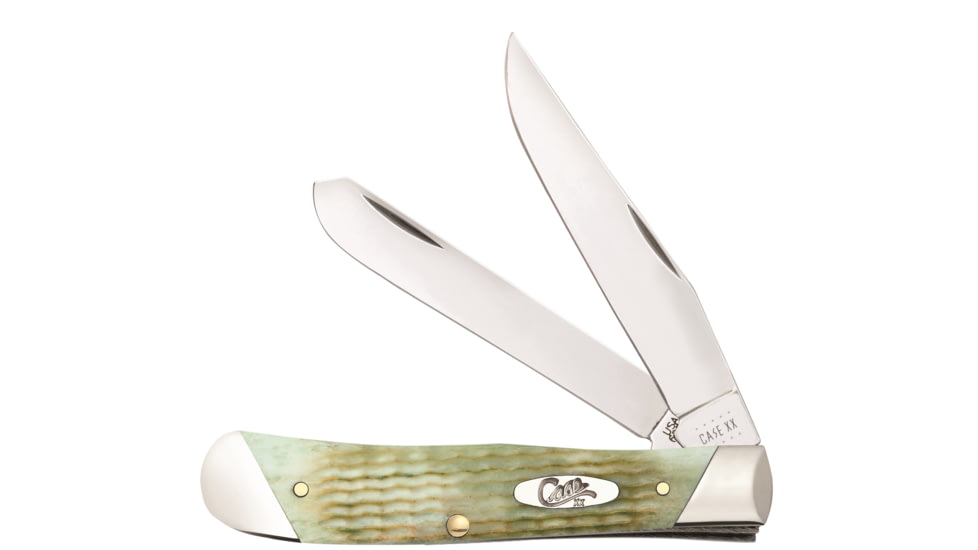 Case Rogers Corn Cob Jig Trapper Folding Knife, 4.125in, 6254 SS , Clip/Spey Blades, Slanted Bolster Bone, Mint Green, 18660