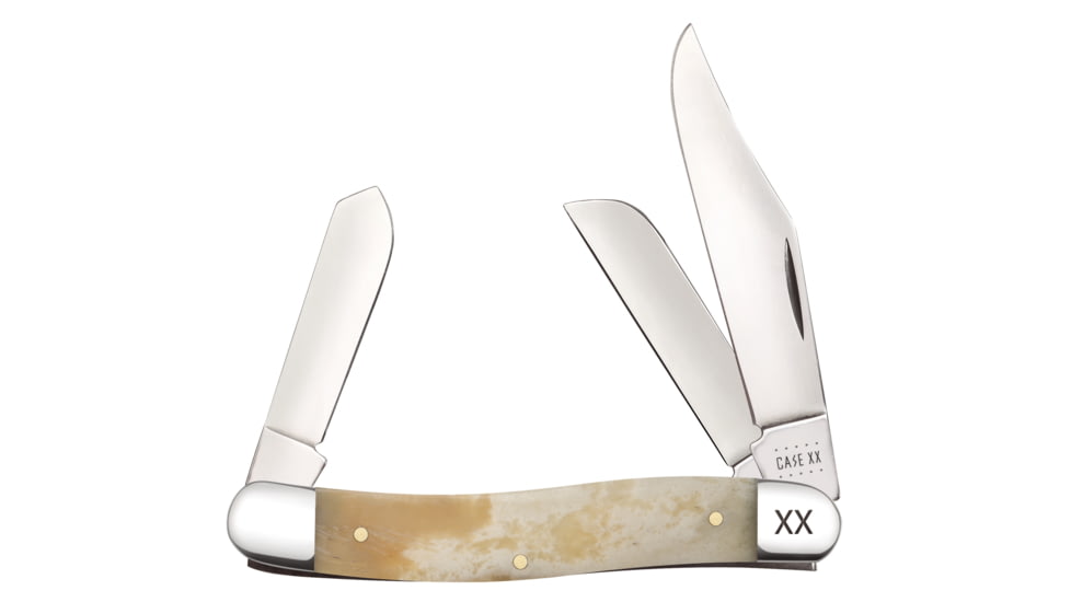 Case Stockman Folding Knife, 3.875in, EX347 SS, Clip/Sheepsfoot/Spey, Natural Bone, 50492