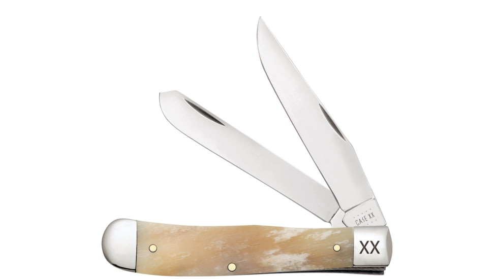 Case Trapper Folding Knife Folding Knife, 4.125in, EX254 SS, Clip/Spey Blade, Natural Bone, 50490