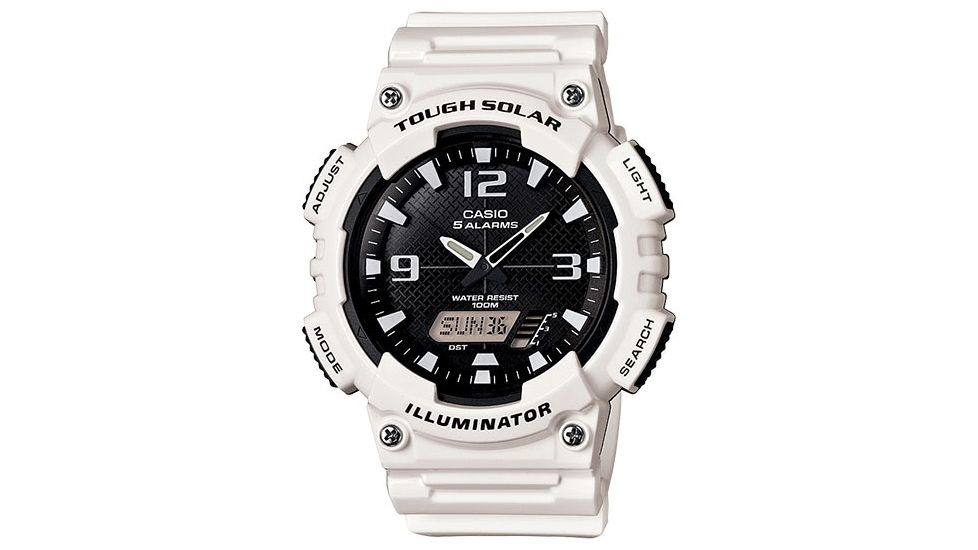 Casio Outdoor Ana-Digi Solar Gloss Sport Watch, w/White Black Face, White/Black AQS810WC-7AVCF