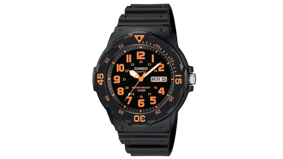 Casio Outdoor ANALOG FIELD WATCH-MILITARY VERSION-ORANGE-BLK BEZEL, Black MRW200H-4BV