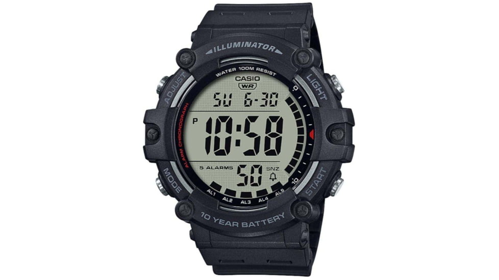 Casio Outdoor Classic 10-Year Battery Digital Watch w/Resin Strap - Mens, Black, One Size, AE1500WH-1AV