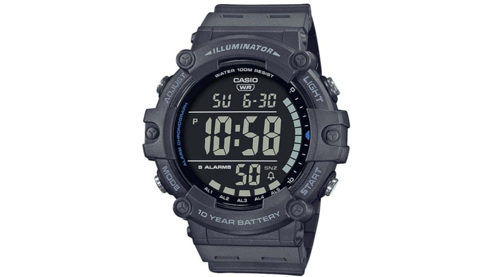 Casio Outdoor Classic 10-Year Battery Digital Watch w/Resin Strap - Mens, Gray, One Size, AE1500WH-8BV