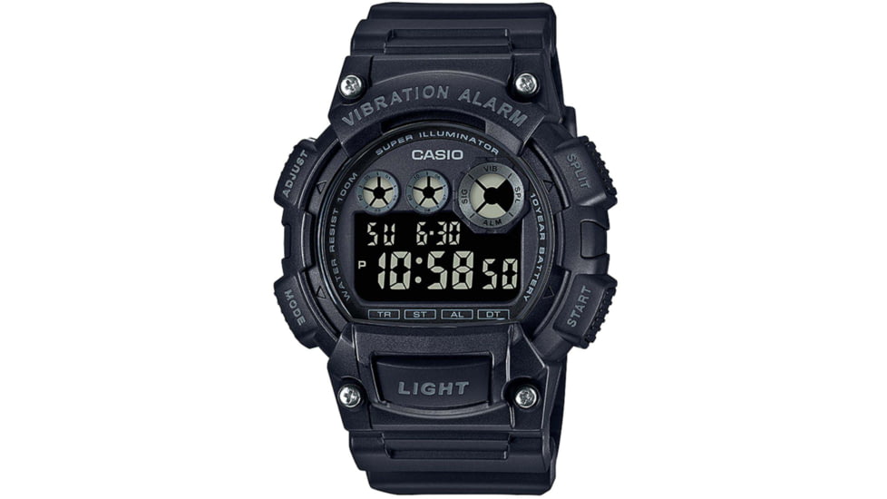Casio Outdoor Classic Digital Watch w/Vibration Alarm, Super Bright Backlight, and Dial - Mens, Black, One Size, W735H-1BV