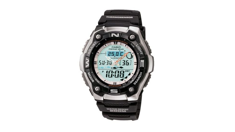 Casio Outdoor FISHING TIMER - THERM/MOON, Black AQW101-1ACF