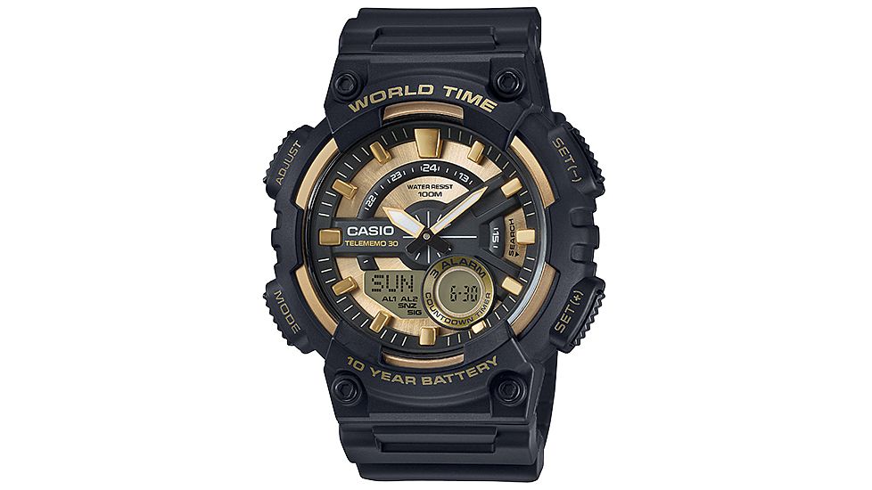 Casio Outdoor Mens Heavy Duty 3D Dial Ana-Digi Watch, Black, 10yr Battery, AEQ110BW-9AV