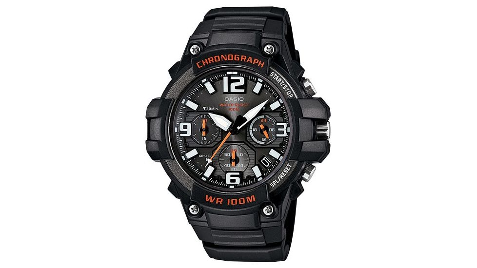 Casio Outdoor Mens Chrono Analog Watch, Black/Orange, MCW100H-1AVCF