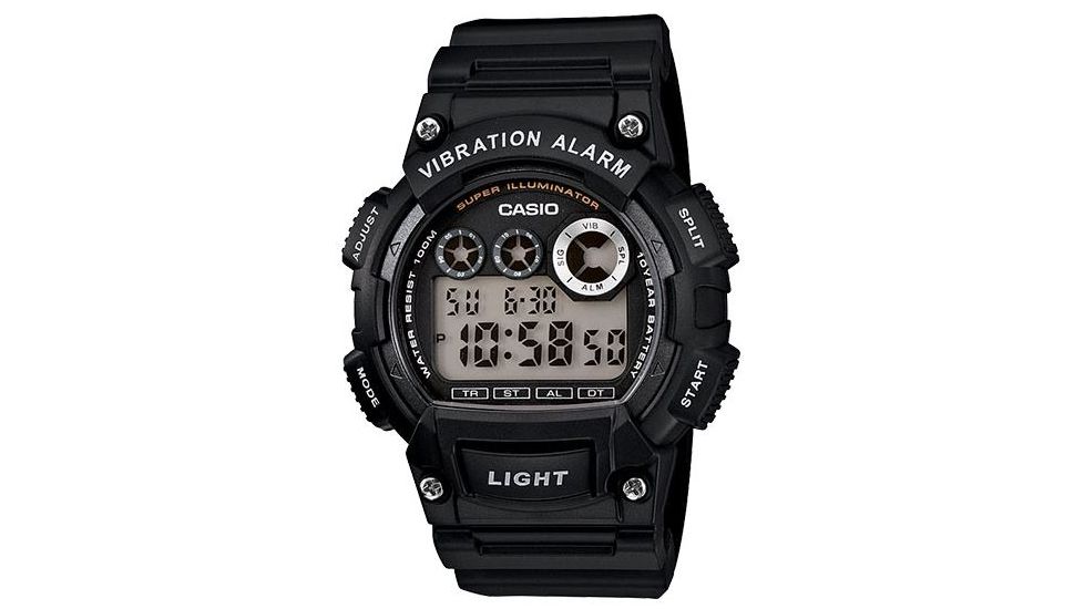 Casio Outdoor MENS VIBRATION ALARM 100M 10 YR BATT BLACK, Black W735H-1AVCF