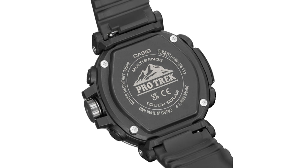 Casio Outdoor Pro Trek Solar Powered Triple Sensor Word Time Watches w/Biomas Plastic Case and Strap - Mens, Black, One Size, PRW6611Y-1A