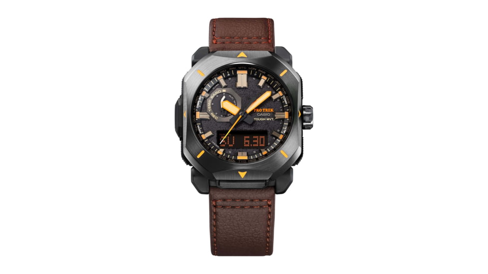 Casio Outdoor Pro Trek Solar Powered Triple Sensor Word Time Watches w/Biomas Plastic Case and Strap - Mens, Brown, One Size, PRW-6900YL-5