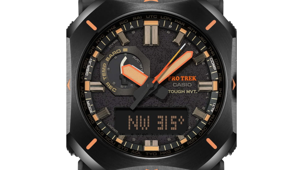 Casio Outdoor Pro Trek Solar Powered Triple Sensor Word Time Watches w/Biomas Plastic Case and Strap - Mens, Brown, One Size, PRW-6900YL-5